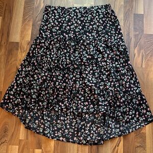 Simple Fun Woman’s Black Floral High-Low Tiered Skirt - Unbranded Size 2XL NWT